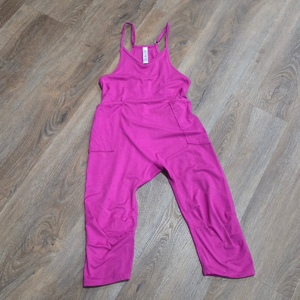 Fornia Kids Pink Harem Jumpsuit Adjustable Straps Pockets Size 6 Magenta